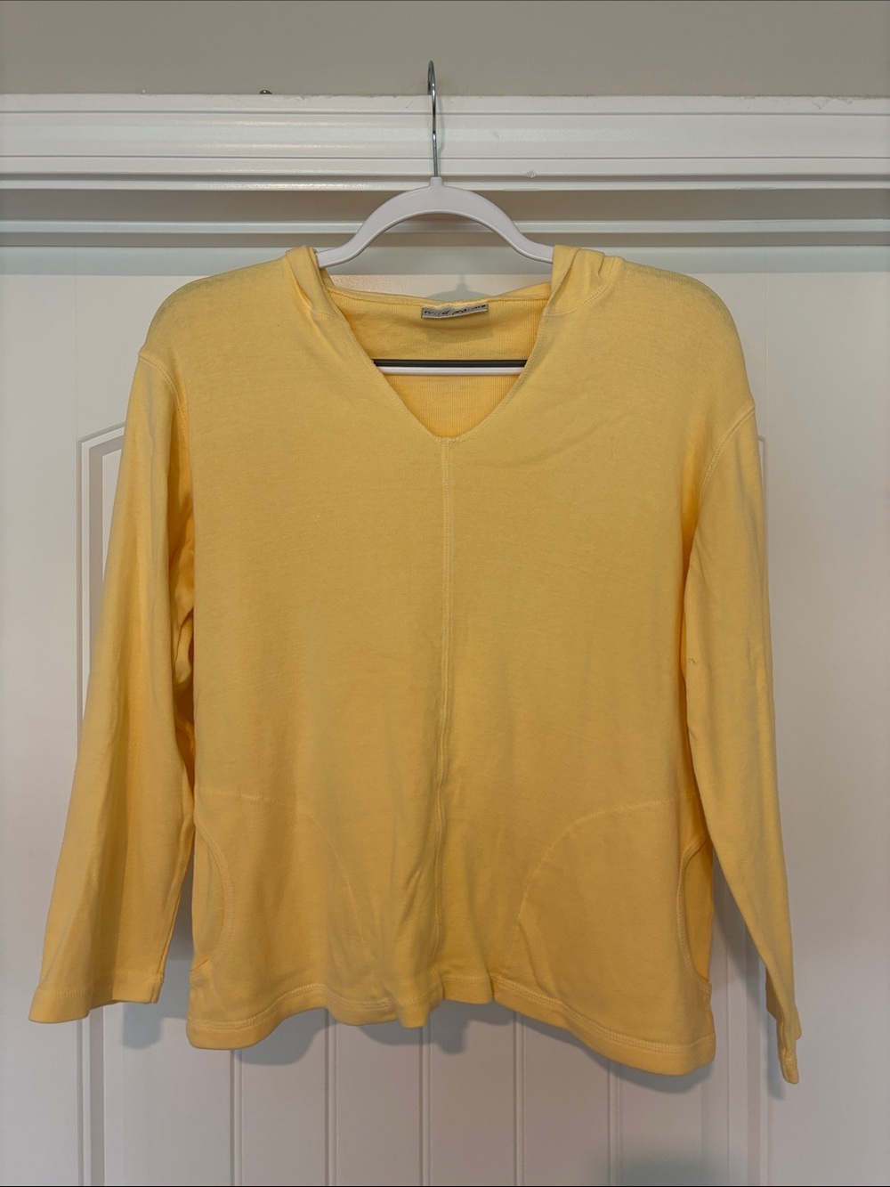 Wild Palms Yellow V-Neck Hooded Pullover